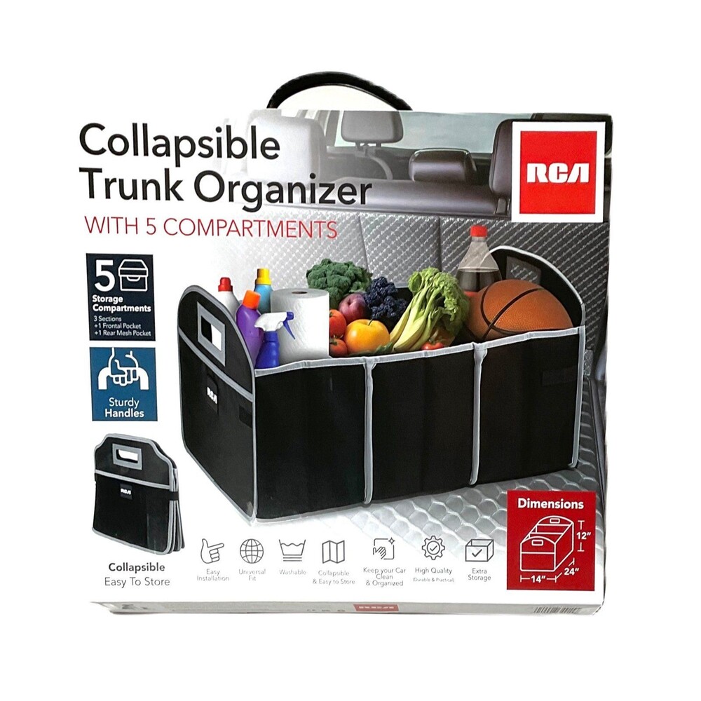 RCA Collapsible Trunk Organizer with 5 Compartments